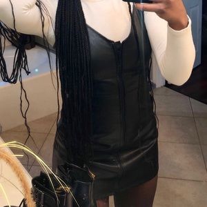 Leather overall dress